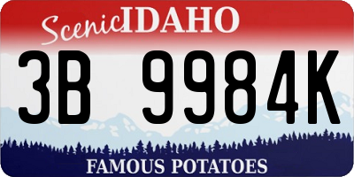 ID license plate 3B9984K