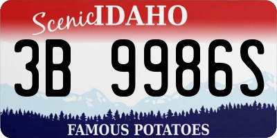 ID license plate 3B9986S