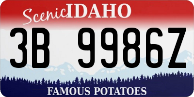 ID license plate 3B9986Z