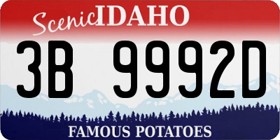 ID license plate 3B9992D