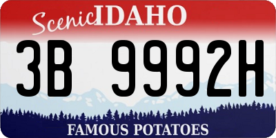 ID license plate 3B9992H