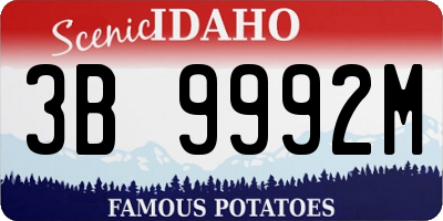 ID license plate 3B9992M