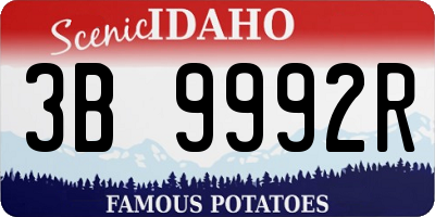 ID license plate 3B9992R