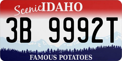 ID license plate 3B9992T