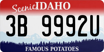 ID license plate 3B9992U