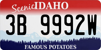 ID license plate 3B9992W