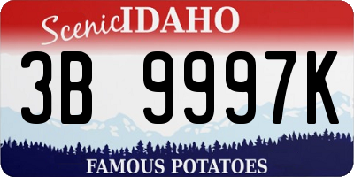 ID license plate 3B9997K