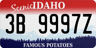 ID license plate 3B9997Z