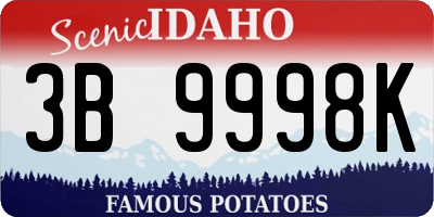 ID license plate 3B9998K