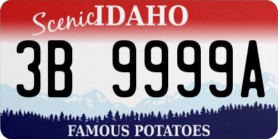 ID license plate 3B9999A
