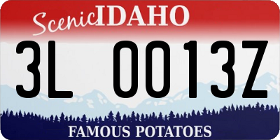 ID license plate 3L0013Z