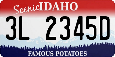ID license plate 3L2345D