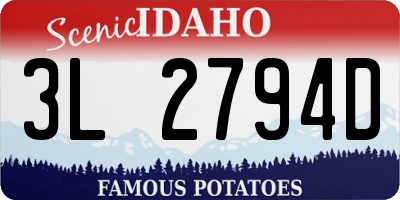 ID license plate 3L2794D
