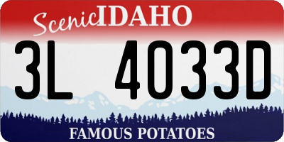 ID license plate 3L4033D