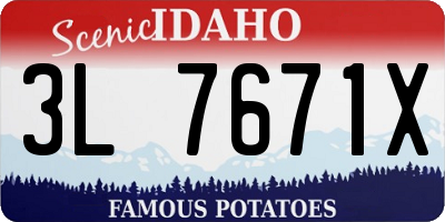 ID license plate 3L7671X