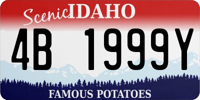 ID license plate 4B1999Y