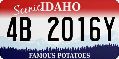 ID license plate 4B2016Y