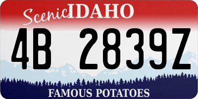 ID license plate 4B2839Z