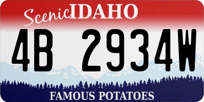 ID license plate 4B2934W