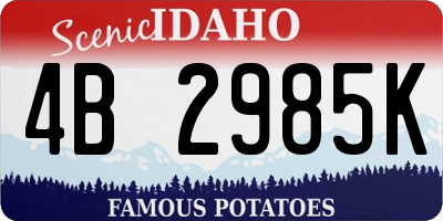 ID license plate 4B2985K