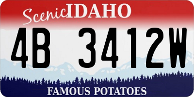ID license plate 4B3412W