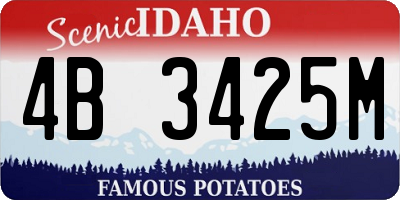 ID license plate 4B3425M
