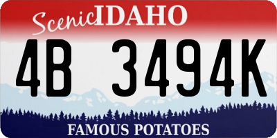 ID license plate 4B3494K