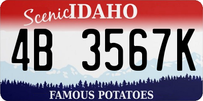 ID license plate 4B3567K