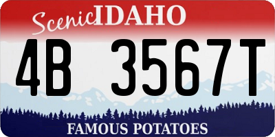 ID license plate 4B3567T
