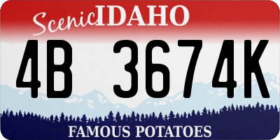 ID license plate 4B3674K
