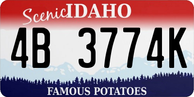 ID license plate 4B3774K