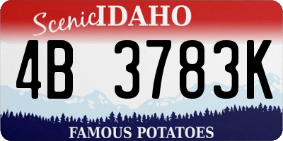 ID license plate 4B3783K