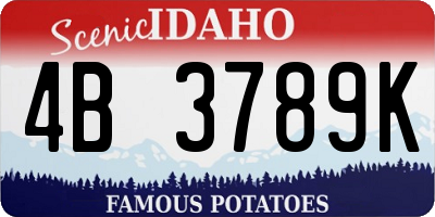 ID license plate 4B3789K