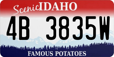 ID license plate 4B3835W