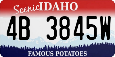 ID license plate 4B3845W