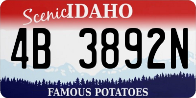 ID license plate 4B3892N