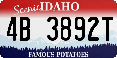 ID license plate 4B3892T