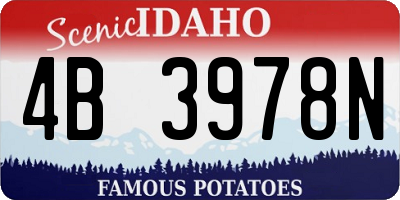 ID license plate 4B3978N