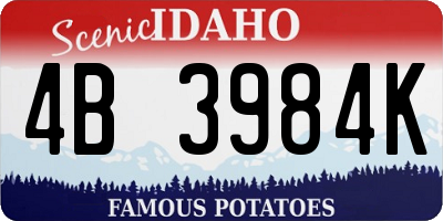 ID license plate 4B3984K