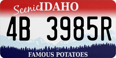 ID license plate 4B3985R