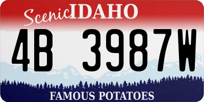 ID license plate 4B3987W
