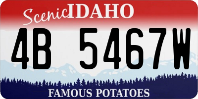 ID license plate 4B5467W