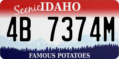 ID license plate 4B7374M