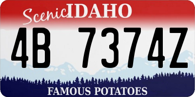 ID license plate 4B7374Z