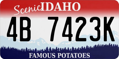 ID license plate 4B7423K