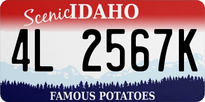 ID license plate 4L2567K