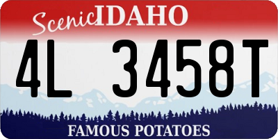 ID license plate 4L3458T