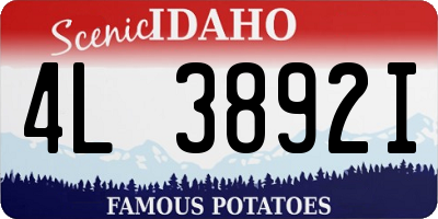 ID license plate 4L3892I