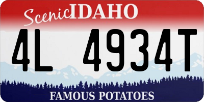 ID license plate 4L4934T