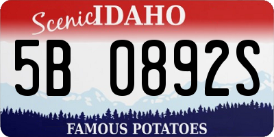 ID license plate 5B0892S